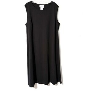 Susan Graver Style Black Midi Dress Knit Sleeveless Women's XL A-line